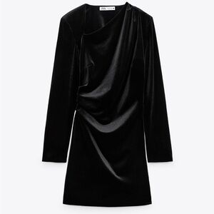 Zara Draped Velvet Black dress
